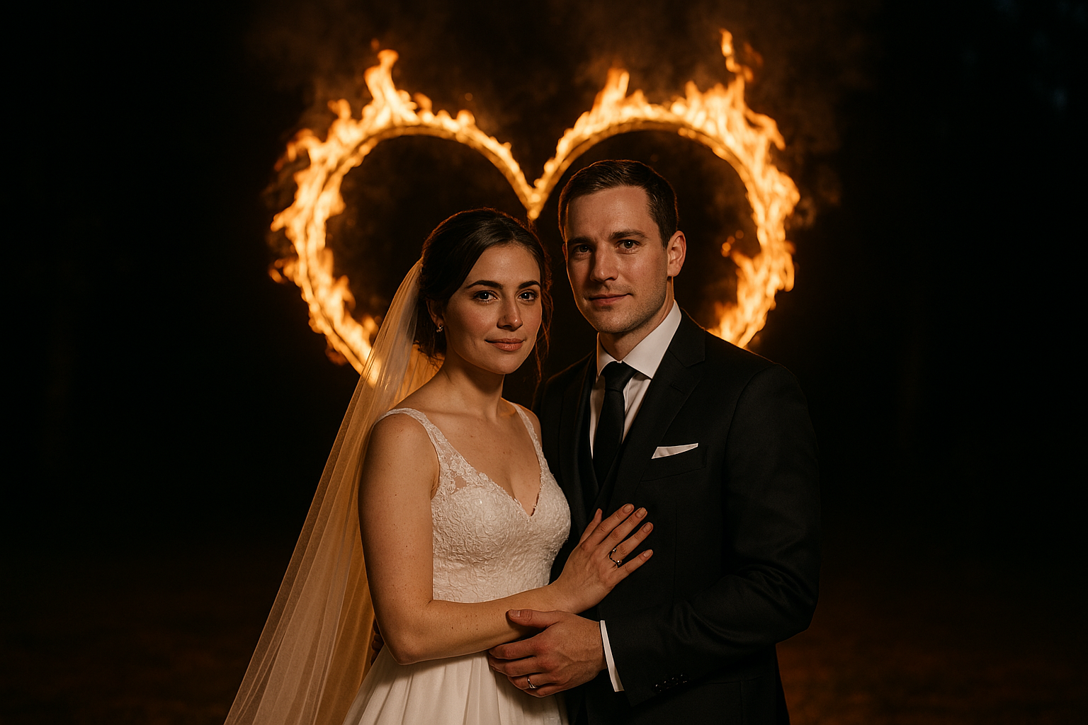 Hochzeitsfeuerwerk mit Feuerherz